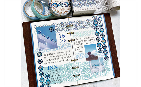 【cool color】Pavilioレーステープ5種セット かわいい ブルー 寒色系 マスキングテープ シールデコレーション [Pavilio] 【010S601】