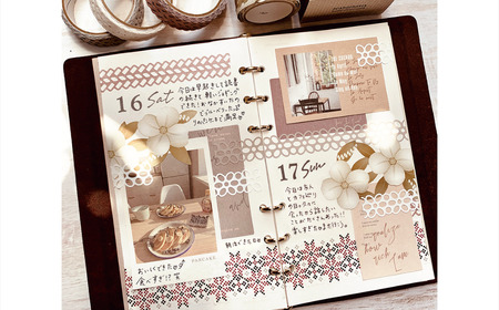 【warm color】Pavilioレーステープ4種セット かわいい 暖色系 マスキングテープ シールデコレーション [Pavilio] 【010S602】