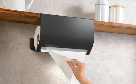 片手でカット 吊り下げ キッチンペーパーハンガー ラージ グレー 大判ロールに対応 キッチン用品 燕三条製  [Leye] 【014S118】