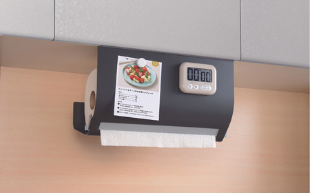 片手でカット 吊り下げ キッチンペーパーハンガー ラージ グレー 大判ロールに対応 キッチン用品 燕三条製  [Leye] 【014S118】