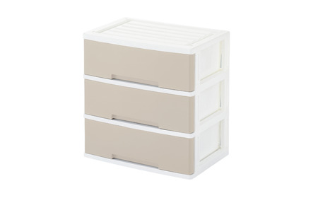 NEWLIFE ワイドチェスト収納3段 モカアイボリー 収納 プラスチック 新生活