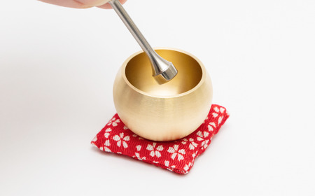 ミニミニおりん NASHI 座布団(紺／鹿の子柄)  仏具 ペット おりん ミニサイズ 可愛い 燕三条製【014S119】