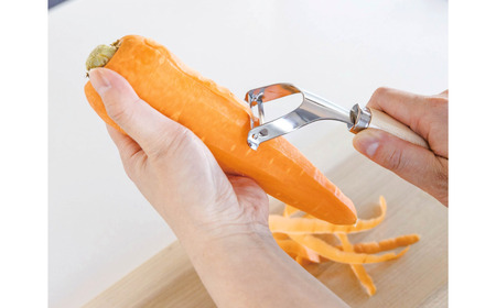 ねぎスライス(輪切り)と木柄ピーラー 皮むき 時短 調理器具 キッチン用品 キッチンツール 燕三条製 [小柳産業]【012S095】