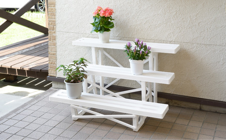 フラワースタンド3段900 ホワイト 2個セット 屋外 家庭菜園 園芸用品 燕三条製 【010S647】