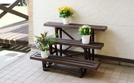 フラワースタンド3段900 チョコブラウン 屋外 家庭菜園 園芸用品 燕三条製 【010S648】