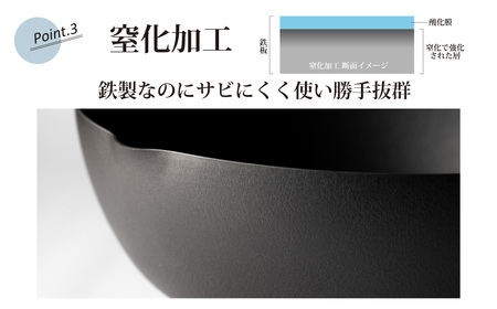 eNダブルファイバーフライパン 深型 24cm IH対応 窒化処理 鉄フライパン フライパン 軽量 アーネスト 燕三条製 キッチン用品 調理器具【014S124】