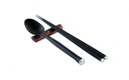 無双＆ロデオスプーン190セット 黒檀 箸 スプーンセット ギフト プレゼント 木製 三条市 燕三条 [マルナオ] 【066S006】