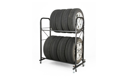 タイヤラック ダブルロック付 g-578-1 タイヤ収納 スタンドロック キャスター付き ロック機能付き 転倒防止 [キープロダクション] 【051S006】