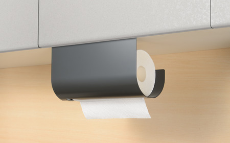 片手でカット 吊り下げキッチンペーパーハンガー グレー