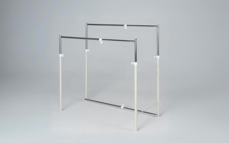 燕三条製 押入縦横伸縮ダブルハンガーラック スリムタイプ ハンガーラック 衣類収納 ポールハンガー 部屋干し 室内干し 【048S012】