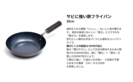 サビに強い鉄フライパン20cm ピーラー(ブラック)  セット 新生活 調理器具 燕三条製 [プリンス工業]