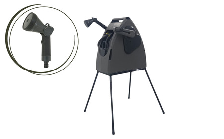 ホースリールギアスピードギガ20mスタンドセット KGHS20DD(DGY) ホース ガーデニング 水やり 散水 園芸 [Breezy Green] 【027S033】