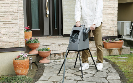 ホースリールギアスピードギガ20mスタンドセット KGHS20DD(DGY) ホース ガーデニング 水やり 散水 園芸 [Breezy Green] 【027S033】