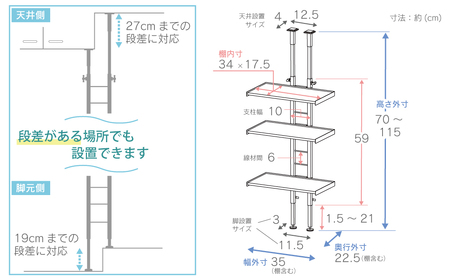 突っ張りキッチンラック ステンレス棚3段 棚板 ステンレス 燕三条製 キッチン収納 つっぱり ラック 突っ張り 突っ張り棚 スパイスラック 調味料 スリム 収納 シンク上 キッチンラック シンクサイド 日本製 YGK-9100 [川口工器] 【043S027】