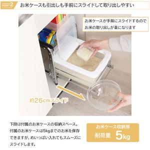 シンク下スライド米びつラック 「ロータイプ」燕三条製 お米ケース 収納 スライド キッチン 日本製 [川口工器]