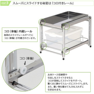 シンク下スライド米びつラック 「ロータイプ」燕三条製 お米ケース 収納 スライド キッチン 日本製 [川口工器]