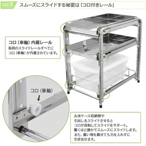 シンク下スライド米びつラック 「ハイタイプ」燕三条製 お米ケース 引出し ステンレス棚 キッチンラック 台所収納 日本製 [川口工器]