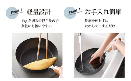 eNグローコートフライパン20cm IH対応 燕三条 鉄フライパン 軽量 高耐久 防さび アーネスト キッチン 調理器具