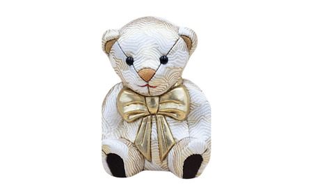 木目込み人形 朱鷺（とき）メキベア「長寿祝バージョン」 金茶系 名入れ 刺刺繍 お祝い プレゼント ときめきベア 【107S010】