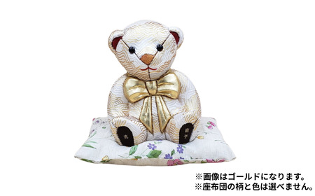 木目込み人形 朱鷺（とき）メキベア「結婚祝、金婚式・銀婚式祝バージョン」 ゴールド系 名入れ 刺刺繍 お祝い プレゼント ときめきベア 【107S011】
