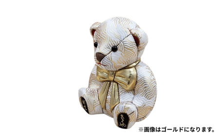 木目込み人形 朱鷺（とき）メキベア「企業向け周年祝バージョン」 白系 名入れ 刺刺繍 お祝い プレゼント ときめきベア 【099S016】
