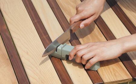 [ベルモント]アウトドア包丁・シャープナーセット キャンプ用品 アウトドア用品 キッチン用品 携帯 包丁研ぎ【012S141】