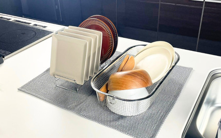 すっきり暮らすセット（深型+ディッシュラック） 水切りかご ステンレス 食洗機対応 燕三条製 [ビーワーススタイル] 【013S149】