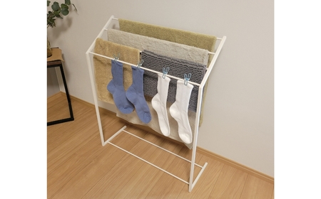 バスタオルスタンド サテンホワイト スリム コンパクト 新生活 一人暮らし 【025S076】