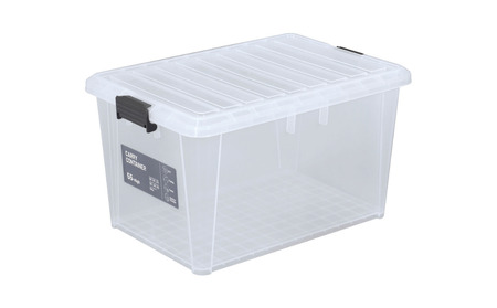 キャリーコンテナ55 ハイ クリア(2個セット) キャンプ アウトドア 収納 宅配ボックス 頑丈 スタッキング 収納雑貨 グリーンパル【010S814】