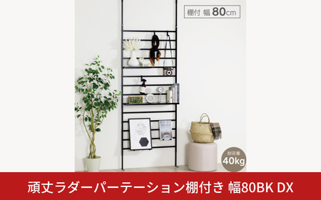 頑丈ラダーパーテーション棚付き幅80 ブラック DX YPL-644 つっぱり 燕三条 組立品 [川口工器] 【085S007】