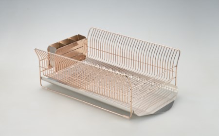 [ハナウタ] 水切りラック 横置き ローズゴールド ステンレス製 キッチン用品 燕三条製