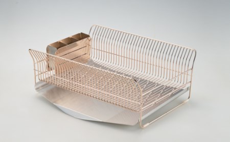 [ハナウタ] 水切りラック 縦置き ローズゴールド  ステンレス製 キッチン用品 燕三条製