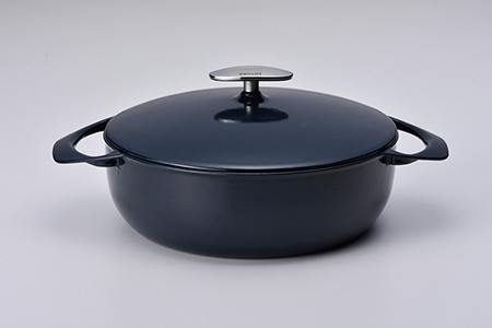 ユニロイ 浅型ホーロー鍋 24cm 藍 IH対応 鋳物 鍋 燕三条 日本 キャセロール UNILLOY