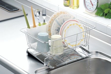 水が流れるステンレス製水切り（縦型） 水切りラック