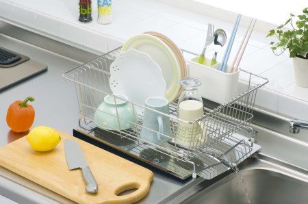 水が流れるステンレス製水切り（ワイド横型） 水切りラック