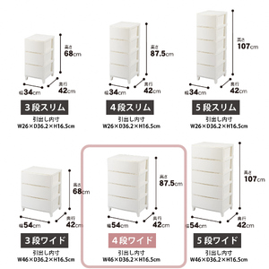 収納チェスト ルームスワイドシェード 544 4段 ホワイト リビングチェスト 新生活 一人暮らし
