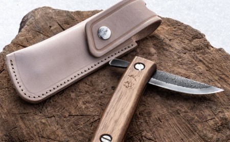 [KAKURI]  折りたたみナイフ 「悠久」 ウォールナットハンドル 革ケースセット アウトドアナイフ キャンプ用品 アウトドア用品 【038S008】