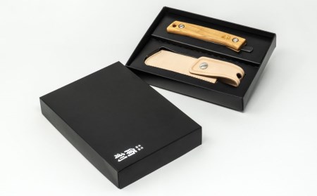 [KAKURI] 折りたたみナイフ 「風雅」 山桜ハンドル 革ケースセット アウトドアナイフ キャンプ用品 アウトドア用品 【038S009】