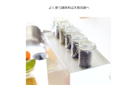 白いスパイスラック・ポット4杯 調味料入れ スパイスストッカー