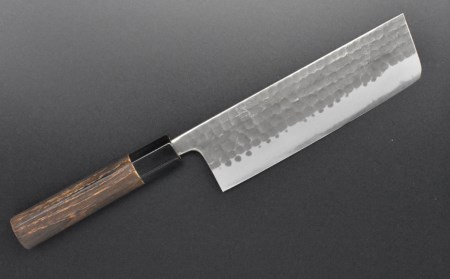 菜切り包丁(両刃) 刃渡り165mm 左利き・右利き使用可 槌目仕上げ