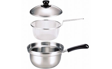 ゆで名人 ザル付片手鍋20㎝ キッチン用品 なべ 200mm 燕三条製 新生活 一人暮らし 【014S051】