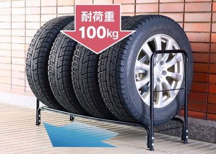 タイヤ収納ラック レギュラー（軽自動車~普通自動車用） スロープ付き タイヤスタンド 燕三条製 [川口工器] 【028S012】