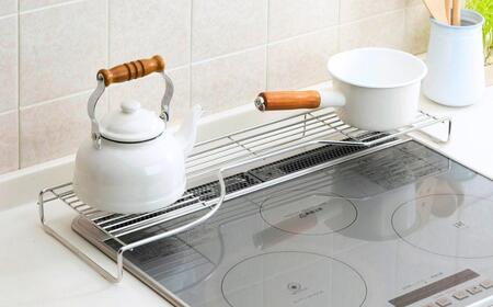 ステンレス製コンロ奥ラック幅66.5cm 左タイプ 1段 キッチン用品 燕三条製 シンプル 収納 IH ガス【019S052】