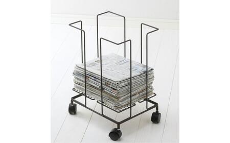 新聞ストッカー キャスター付 ホワイト そのまま縛れる 燕三条製 おしゃれ シンプル 収納【017S031】