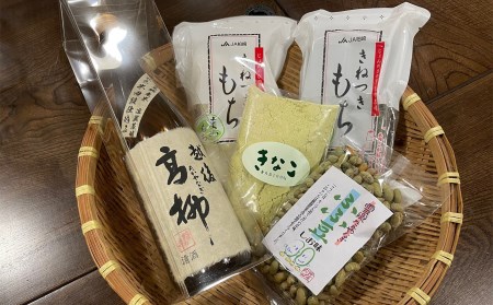高柳を味わう ふるさとセットJONNOBI（日本酒・もち・きなこ・豆）[ZB426]