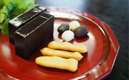 菓子道楽新野屋 くろ羊かん（3本）・米菓（8種）セット[ZF312]