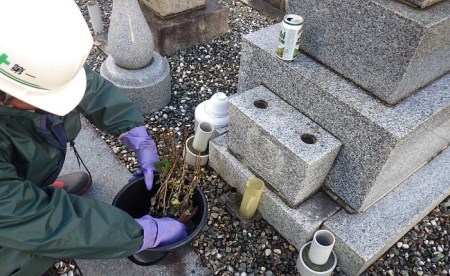 墓地清掃サービス ふるさとしばたきれいにしよで ハイブリット洗浄 【 墓地 清掃 サービス ハイブリッド洗浄 小池組 写真 報告 I06 】