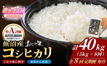 【毎月定期便 こしひかり 5kg×8回】魚沼産 コシヒカリ 魚沼特A地域