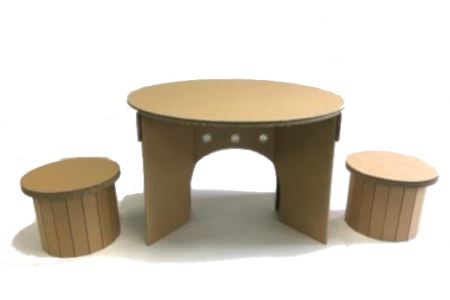 段ボール製 キッズ用テーブル＆チェアセットフーゲツ | おもちゃ 子ども