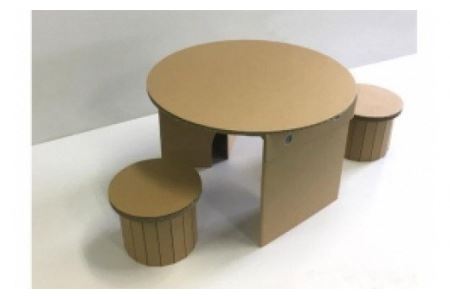 段ボール製 キッズ用テーブル＆チェアセットフーゲツ | おもちゃ 子ども